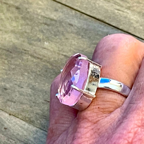 Barbie Pink Kunzite Facet Gemstone Boho Ring - Picture 3 of 8